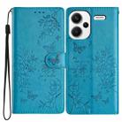 For Redmi Note 13 Pro+ Butterflies and Flowers Leather Phone Case(Blue) - 1