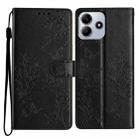 For Redmi Note 14 5G Butterflies and Flowers Leather Phone Case(Black) - 1