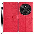 For Redmi A4 5G Butterflies and Flowers Leather Phone Case(Red) - 1