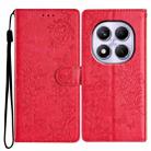For Redmi Note 14 Pro 4G Butterflies and Flowers Leather Phone Case(Red) - 1