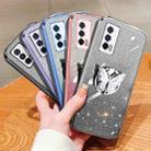 For vivo iQOO Neo5 Plated Gradient Glitter Butterfly Holder TPU Phone Case(Sierra Blue) - 2