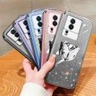 For vivo iQOO Neo7 Plated Gradient Glitter Butterfly Holder TPU Phone Case(Silver) - 2