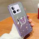 For vivo iQOO Neo8 Plated Gradient Glitter Butterfly Holder TPU Phone Case(Purple) - 1