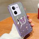 For vivo iQOO Neo Z8X Plated Gradient Glitter Butterfly Holder TPU Phone Case(Purple) - 1