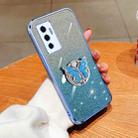 For vivo S10e Plated Gradient Glitter Butterfly Holder TPU Phone Case(Sierra Blue) - 1