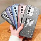 For vivo S12 Plated Gradient Glitter Butterfly Holder TPU Phone Case(Black) - 2
