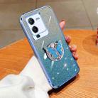 For vivo S15 Plated Gradient Glitter Butterfly Holder TPU Phone Case(Sierra Blue) - 1