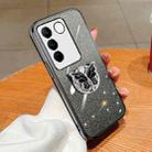 For vivo S16 / S16 Pro Plated Gradient Glitter Butterfly Holder TPU Phone Case(Black) - 1