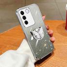 For vivo S16e Plated Gradient Glitter Butterfly Holder TPU Phone Case(Silver) - 1