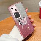 For vivo S18 Plated Gradient Glitter Butterfly Holder TPU Phone Case(Pink) - 1