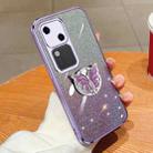 For vivo S18 Plated Gradient Glitter Butterfly Holder TPU Phone Case(Purple) - 1