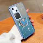 For vivo S18 Plated Gradient Glitter Butterfly Holder TPU Phone Case(Sierra Blue) - 1