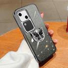 For vivo S18 Plated Gradient Glitter Butterfly Holder TPU Phone Case(Black) - 1