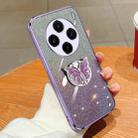 For vivo X100 Plated Gradient Glitter Butterfly Holder TPU Phone Case(Purple) - 1