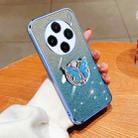 For vivo X100 Plated Gradient Glitter Butterfly Holder TPU Phone Case(Sierra Blue) - 1