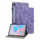 For Samsung Galaxy Tab S6 SM-T860/T865  Tiger Pattern Flip Leather Tablet Case, without Pen(Purple) - 1