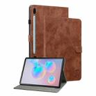 For Samsung Galaxy Tab S6 SM-T860/T865  Tiger Pattern Flip Leather Tablet Case, without Pen(Brown) - 1