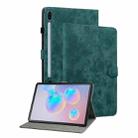 For Samsung Galaxy Tab S6 SM-T860/T865  Tiger Pattern Flip Leather Tablet Case, without Pen(Dark Green) - 1