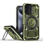 For iPhone 16 Armor II Series MagSafe Magnetic Holder Phone Case(Army Green) - 1