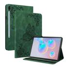 For Samsung Galaxy Tab S6 SM-T860/T865 Butterfly Flower Embossed Leather Tablet Case, without Pen(Green) - 1