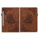 For Samsung Galaxy Tab S6 SM-T860/T865 Butterfly Flower Embossed Leather Tablet Case, without Pen(Brown) - 3