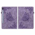 For Samsung Galaxy Tab S6 SM-T860/T865 Butterfly Flower Embossed Leather Tablet Case, without Pen(Purple) - 3