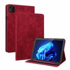 For itel Pad One 10.1 Butterfly Flower Embossed Leather Tablet Case(Red) - 1