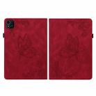 For itel Pad One 10.1 Butterfly Flower Embossed Leather Tablet Case(Red) - 3