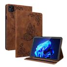 For itel Pad One 10.1 Butterfly Flower Embossed Leather Tablet Case(Brown) - 1