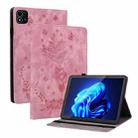 For itel Pad One 10.1 Butterfly Rose Embossed Leather Tablet Case(Pink) - 1
