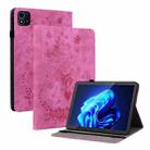 For itel Pad One 10.1 Butterfly Rose Embossed Leather Tablet Case(Rose Red) - 1