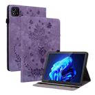 For itel Pad One 10.1 Butterfly Rose Embossed Leather Tablet Case(Purple) - 1