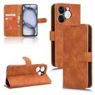 For itel A80 Skin Feel Magnetic Flip Leather Phone Case(Brown) - 1