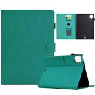 For iPad Pro 11 2024 Solid Color Fiber Texture Smart Tablet Leather Case(Lake Green) - 1