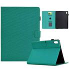 For iPad 10th Gen 10.9 2022 Solid Color Fiber Texture Smart Tablet Leather Case(Lake Green) - 1