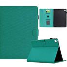 For iPad 10.2 2020 / 2019 Solid Color Fiber Texture Smart Tablet Leather Case(Lake Green) - 1