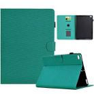 For iPad Air 10.5 2019 Solid Color Fiber Texture Smart Tablet Leather Case(Lake Green) - 1