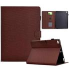 For iPad mini 5 / 4 / 3 / 2 / 1 Solid Color Fiber Texture Smart Tablet Leather Case(Brown) - 1