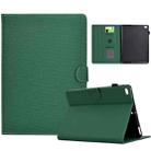 For iPad mini 5 / 4 / 3 / 2 / 1 Solid Color Fiber Texture Smart Tablet Leather Case(Green) - 1