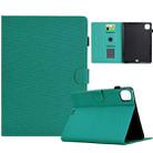 For iPad Air 11 2025 / 2024 Solid Color Fiber Texture Smart Tablet Leather Case(Lake Green) - 1