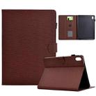 For iPad mini 6 Solid Color Fiber Texture Smart Tablet Leather Case(Brown) - 1