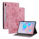 For Samsung Galaxy Tab S6 SM-T860/T865 Butterfly Rose Embossed Leather Tablet Case, without Pen(Pink) - 1