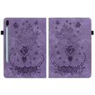 For Samsung Galaxy Tab S6 SM-T860/T865 Butterfly Rose Embossed Leather Tablet Case, without Pen(Purple) - 3