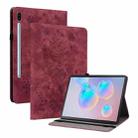 For Samsung Galaxy Tab S6 SM-T860/T865 Butterfly Rose Embossed Leather Tablet Case, without Pen(Red) - 1