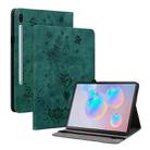 For Samsung Galaxy Tab S6 SM-T860/T865 Butterfly Rose Embossed Leather Tablet Case, without Pen(Green) - 1