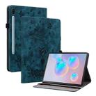 For Samsung Galaxy Tab S6 SM-T860/T865 Butterfly Rose Embossed Leather Tablet Case, without Pen(Dark Blue) - 1