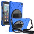 For Amazon Kindle Fire HD8 (2020) Shockproof Colorful Silicone + PC Protective Case with Holder & Shoulder Strap & Hand Strap(Blue) - 1
