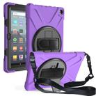 For Amazon Kindle Fire HD8 (2020) Shockproof Colorful Silicone + PC Protective Case with Holder & Shoulder Strap & Hand Strap(Purple) - 1