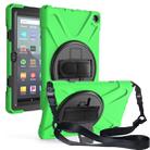 For Amazon Kindle Fire HD8 (2020) Shockproof Colorful Silicone + PC Protective Case with Holder & Shoulder Strap & Hand Strap(Green) - 1