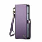 For Samsung Galaxy Z Fold6 5G CaseMe C22 PC+TPU Business Style RFID Anti-theft Lanyard Leather Phone Case with Pen Slot(Purple) - 2